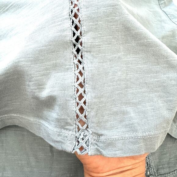 NWT Sundance Women’s Dinah Eyelet Shirt Top Blue Short Sleeve V-Neck - Picture 10 of 11